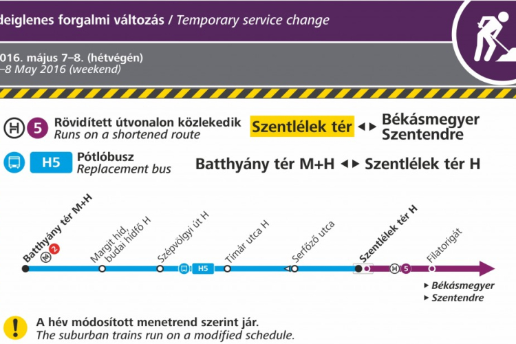 Rövidített útvonalon jár a H5-ös HÉV hétvégén