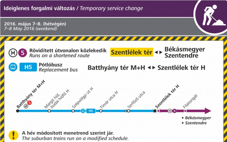 Rövidített útvonalon jár a H5-ös HÉV hétvégén